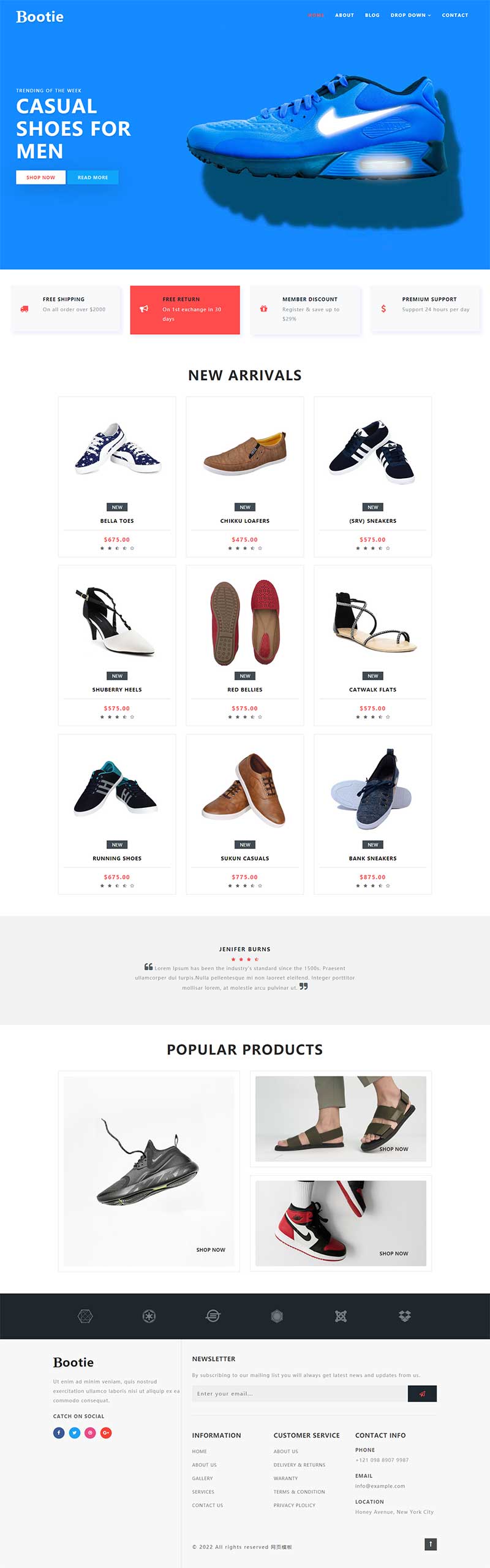 鞋子箱包商城bootstrap响应式html模板