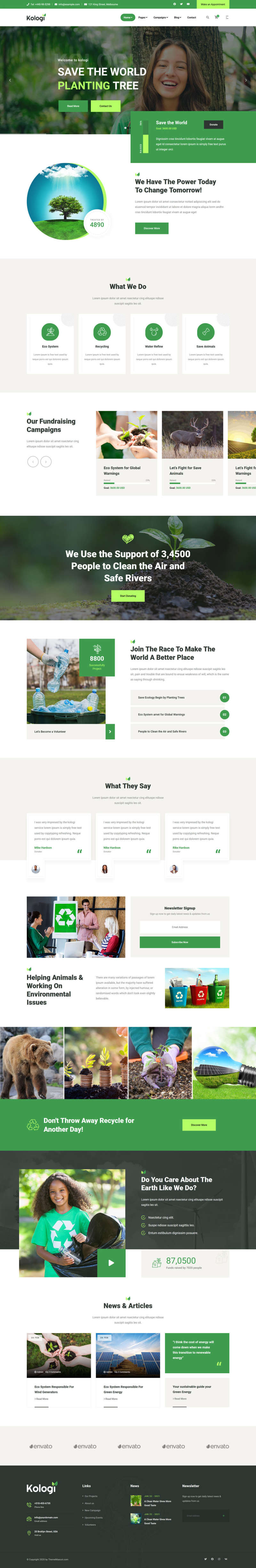 自适应绿色环境保护公益网站HTML5模板