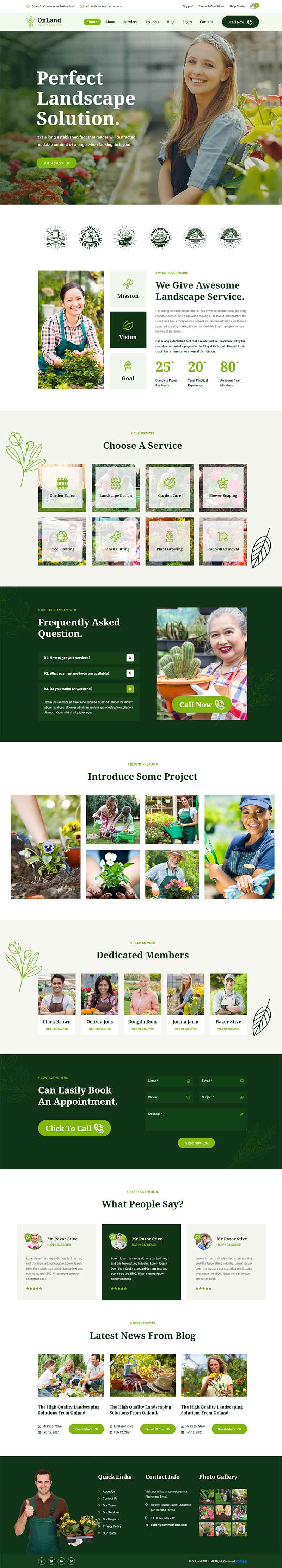 绿色大气的园艺公司网站html模板