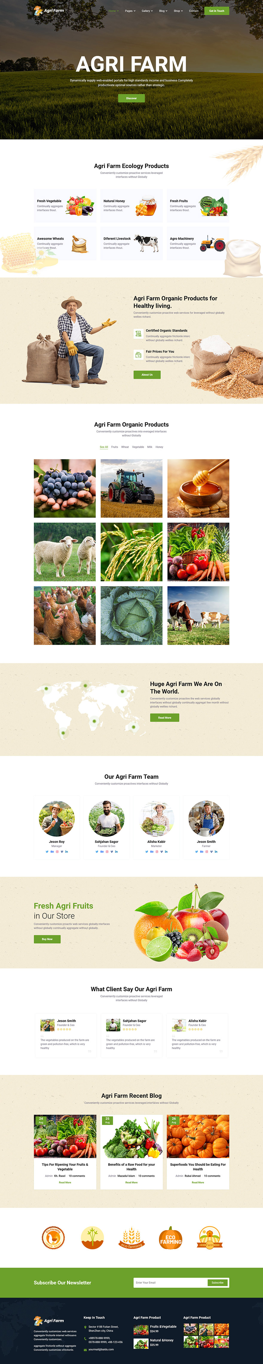 自适应农业和有机食品HTML5网站模板