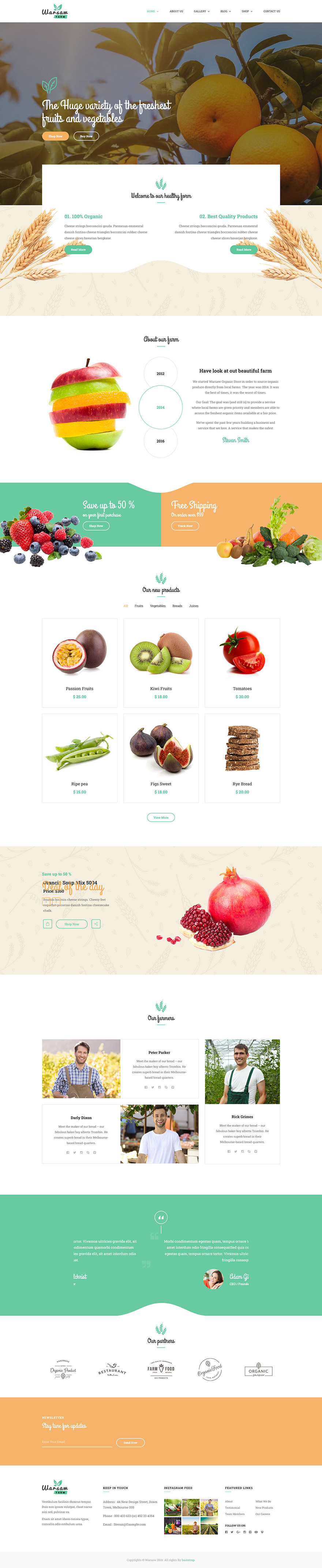 有机食品、农场网站HTML5模板